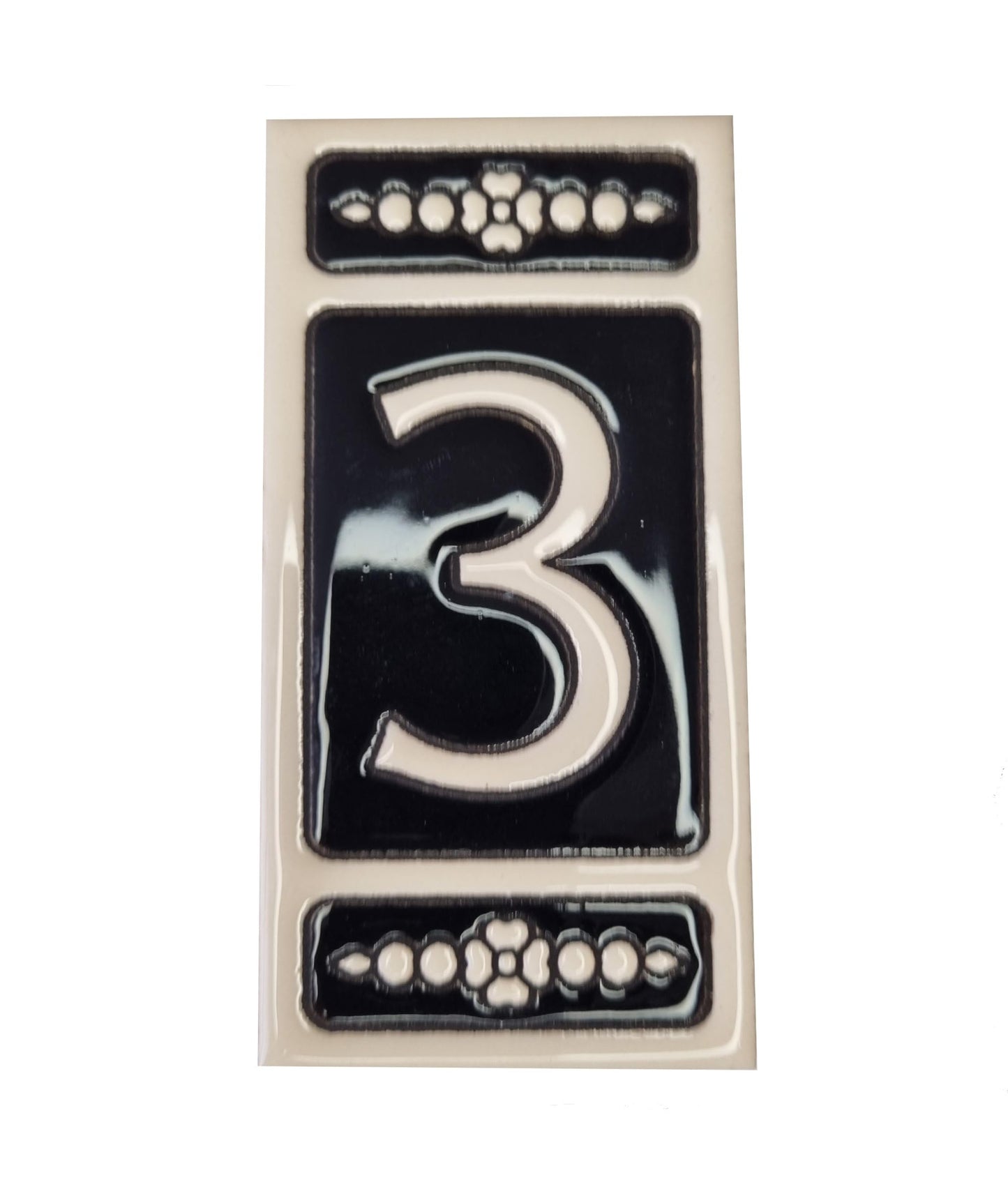 Spanish Hand-painted Atalaya M-6 Ceramic House Number Tiles 11 x 5.5 cm