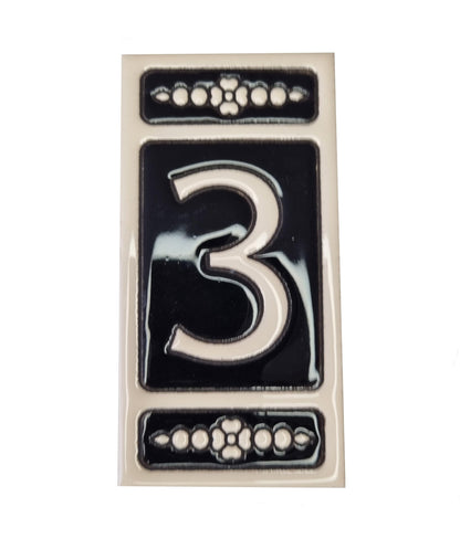 Spanish Hand-painted Atalaya M-6 Ceramic House Number Tiles 11 x 5.5 cm
