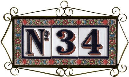 Hand-painted Ceramic Numbers & Letters Tiles Red Blue & Green Floral 11 x 5.5cm 2 to 7 Tile Frames