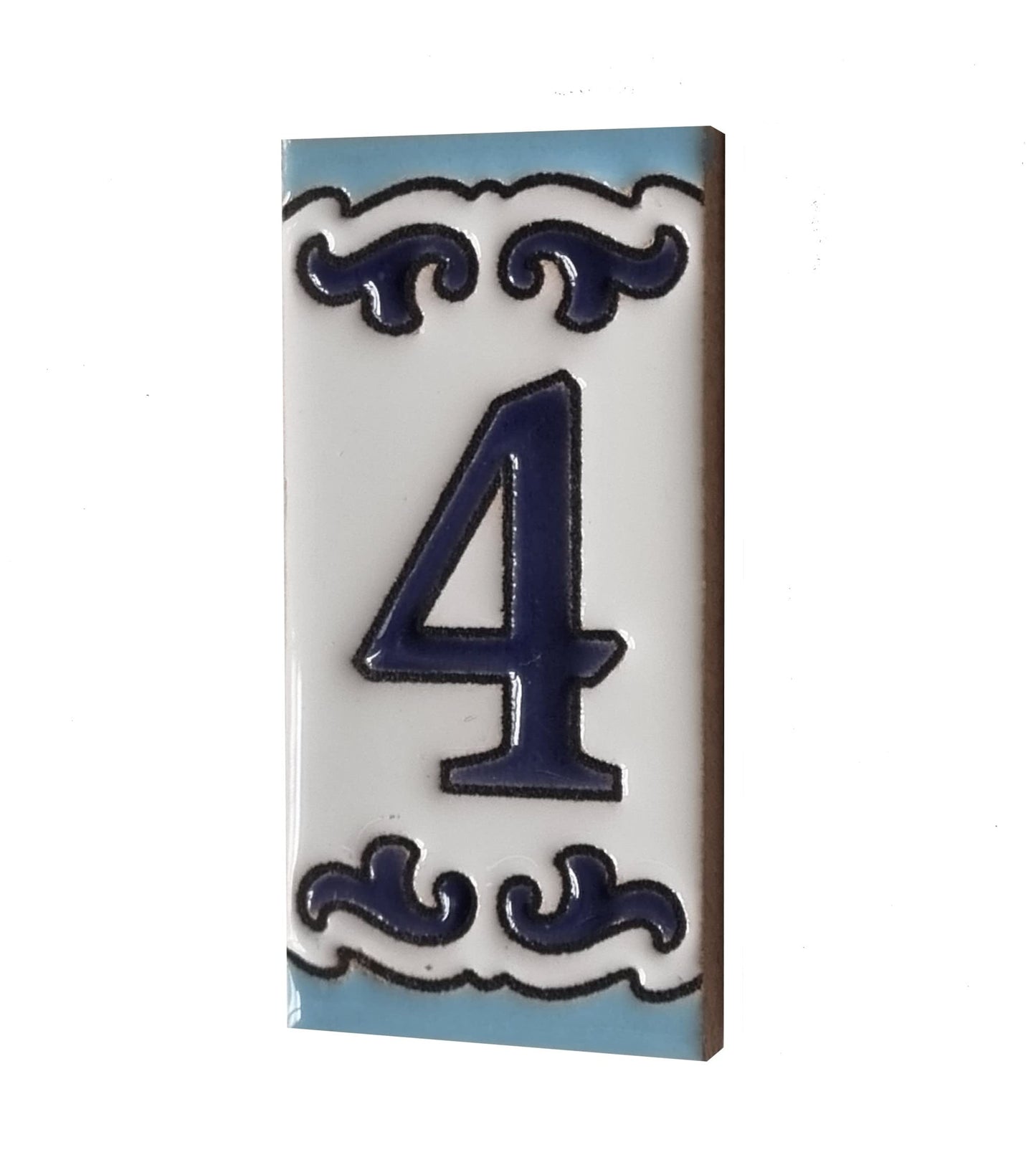 Spanish Hand-Painted Ceramic House Number Tiles | MD-02 | 7.5x3.7cm