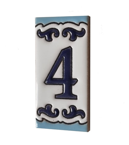 Spanish Hand-Painted Ceramic House Number Tiles | MD-02 | 7.5x3.7cm