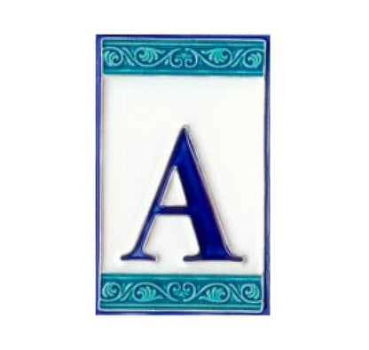 Hand-painted Italian Greek-styled house number tiles 11 x 7cm