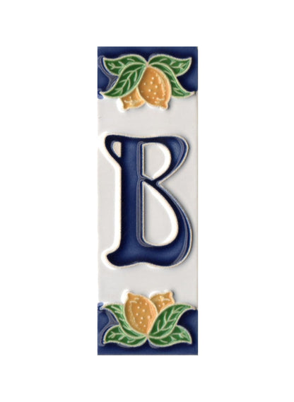 Italian Ceramic Lemon House Numbers & Letters Tiles 10 x 3.3 cm