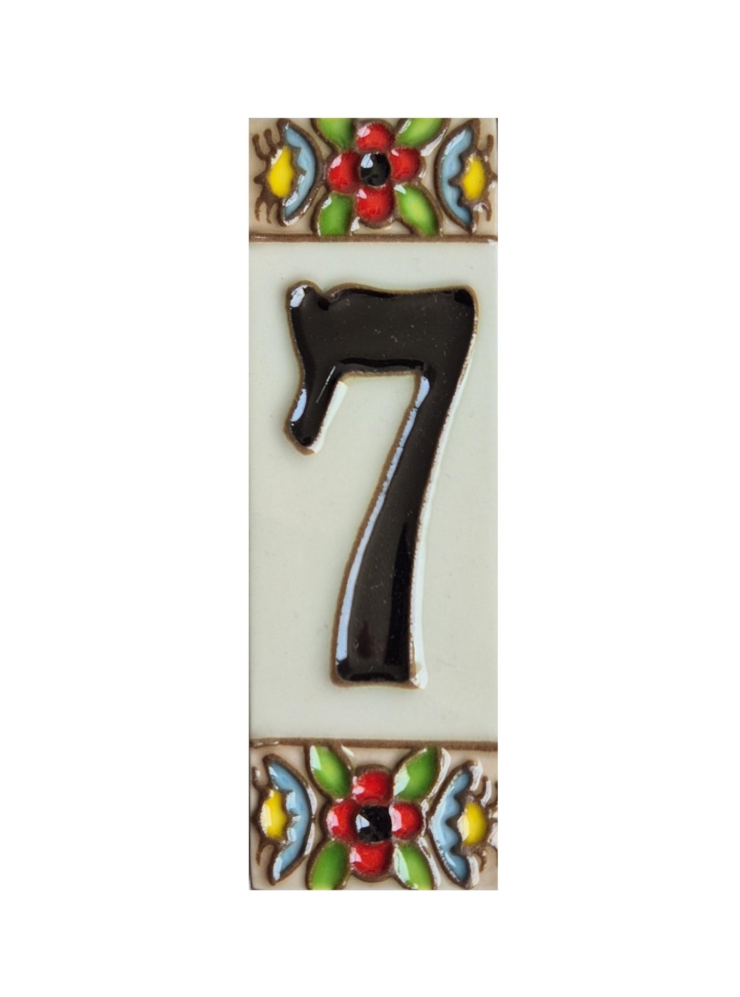 Spanish cherry number tiles with the option of wooden frames 10 x 3.3 cm