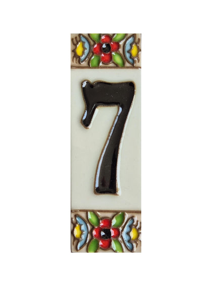 Spanish cherry number tiles with the option of wooden frames 10 x 3.3 cm