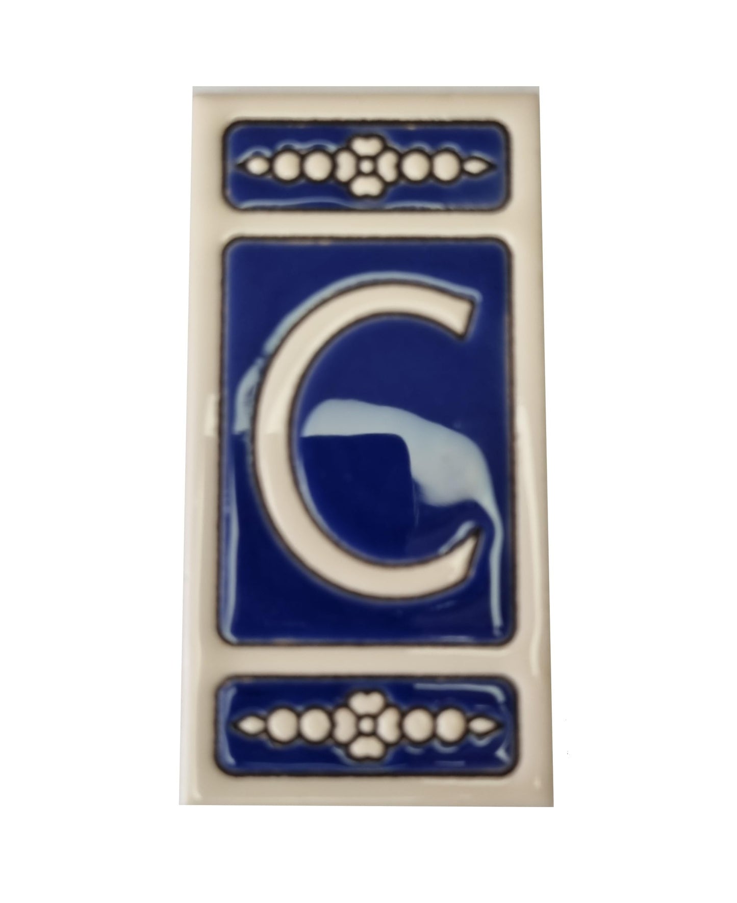 Atalaya M-3 Blue Hand-Painted Ceramic House Number Tiles 11 x 5.5 cm
