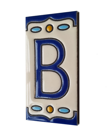 Nazari M-5 Spanish Hand-painted Ceramic House Number Tiles 11 x 5.5 cm