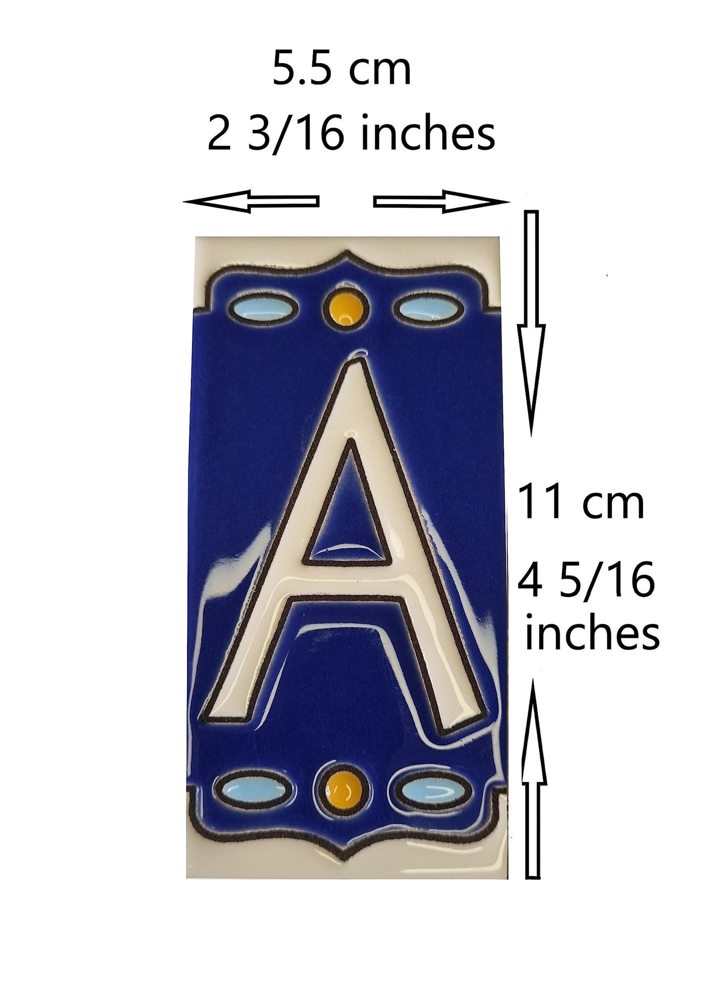 Hand-painted Nazari M-1 Ceramic House Number Tiies 11 x 5.5cm
