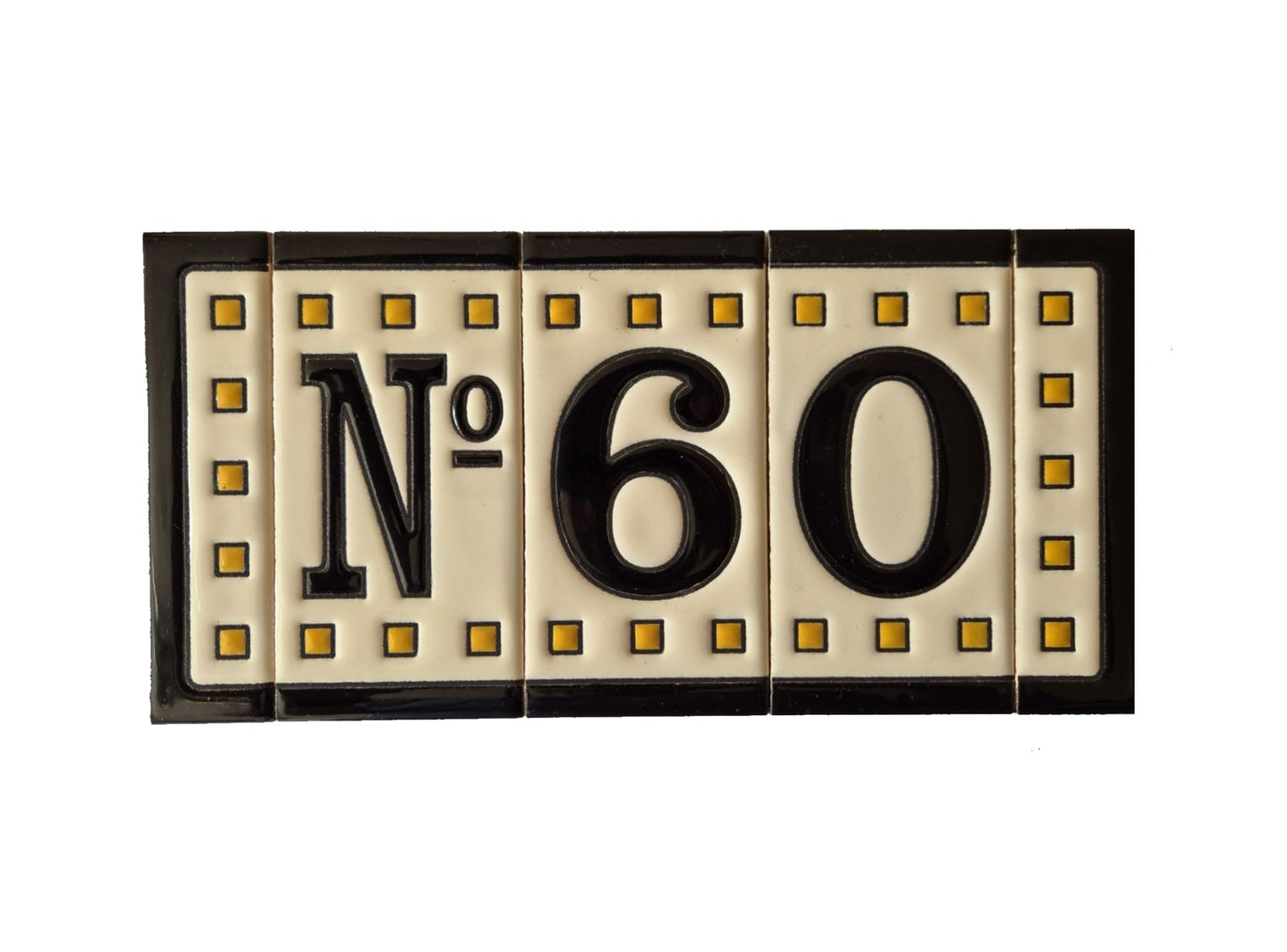 Spanish Solo Hand-painted Ceramic House Number Tiles 11 x 5.5 cm