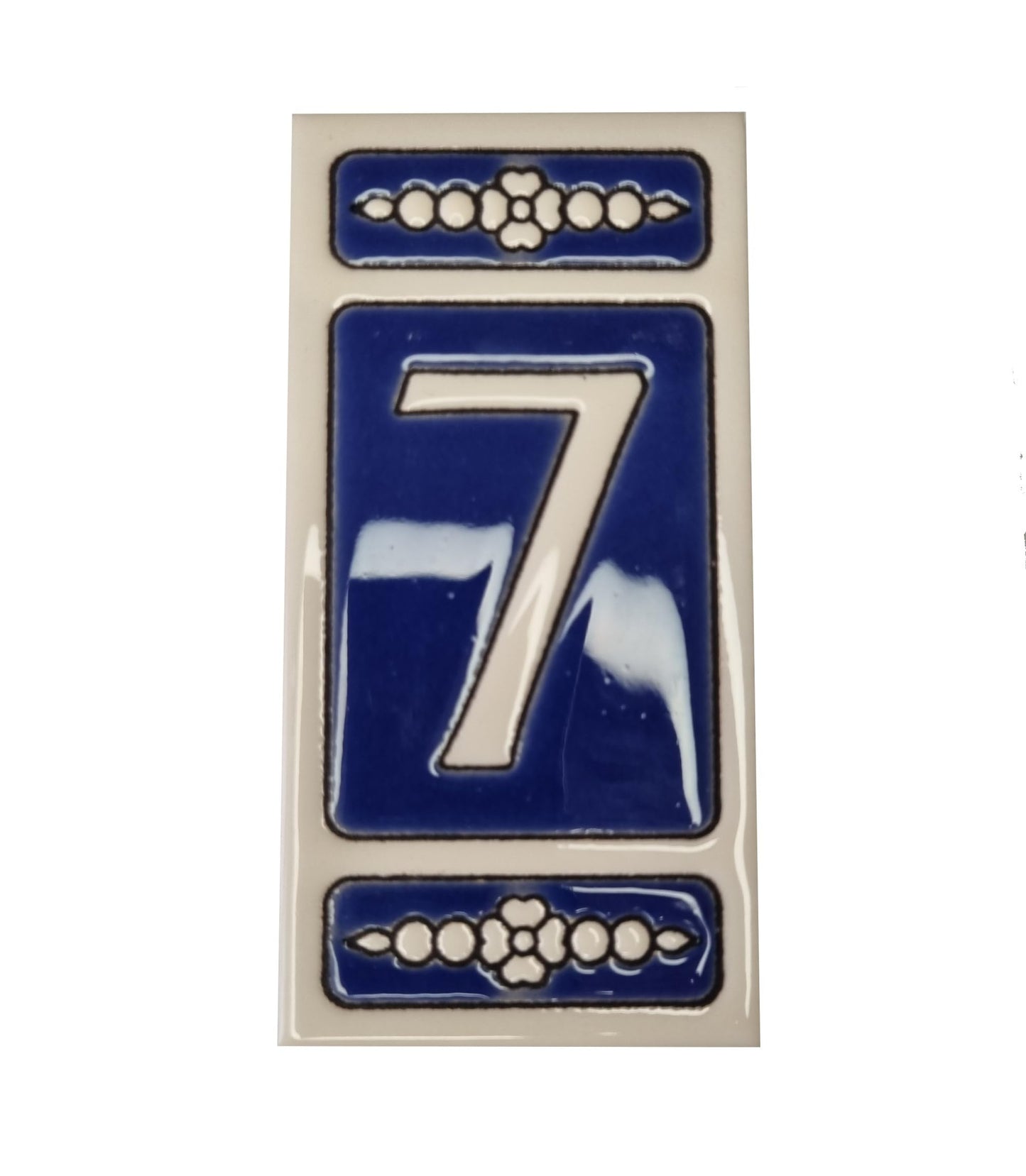 Atalaya M-3 Blue Hand-Painted Ceramic House Number Tiles 11 x 5.5 cm