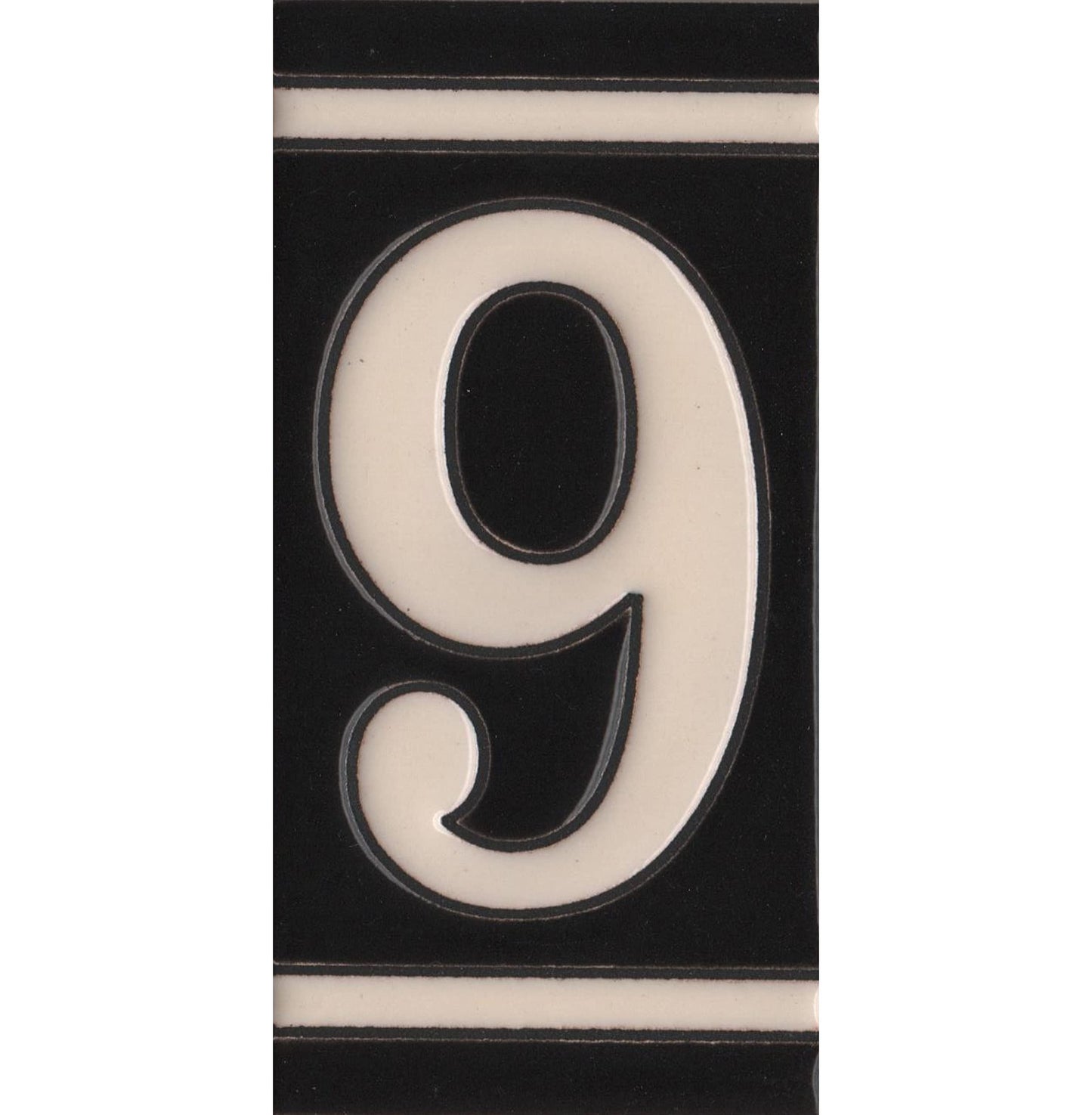 Hand-Painted French Black House Number Tiles 4.3' x 2.2' 11 x 5.5cm & Optional Metal Frames