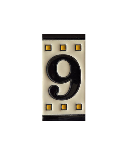 Spanish Solo Hand-painted Ceramic House Number Tiles 11 x 5.5 cm
