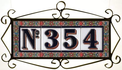 Hand-painted Ceramic Numbers & Letters Tiles Red Blue & Green Floral 11 x 5.5cm 2 to 7 Tile Frames