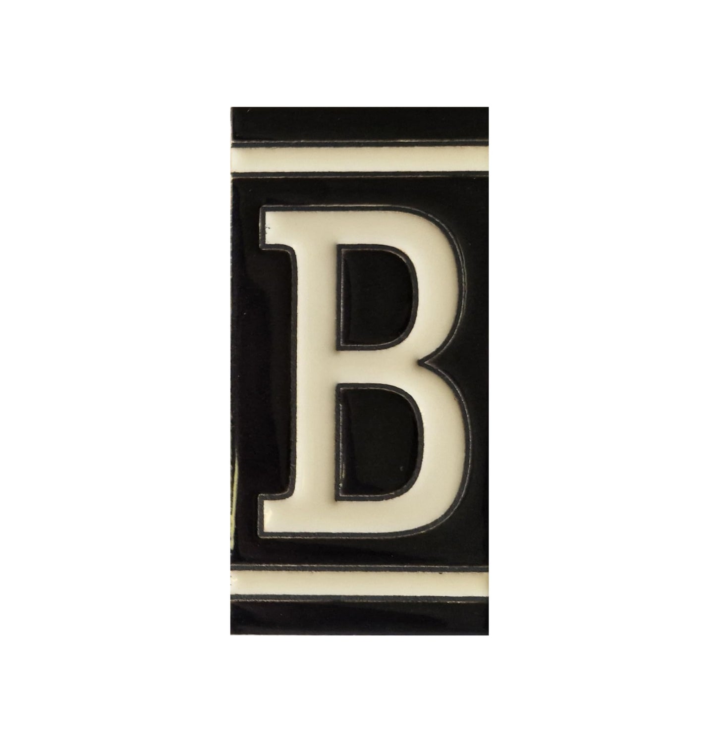 Hand-Painted French Black House Number Tiles 4.3' x 2.2' 11 x 5.5cm & Optional Metal Frames