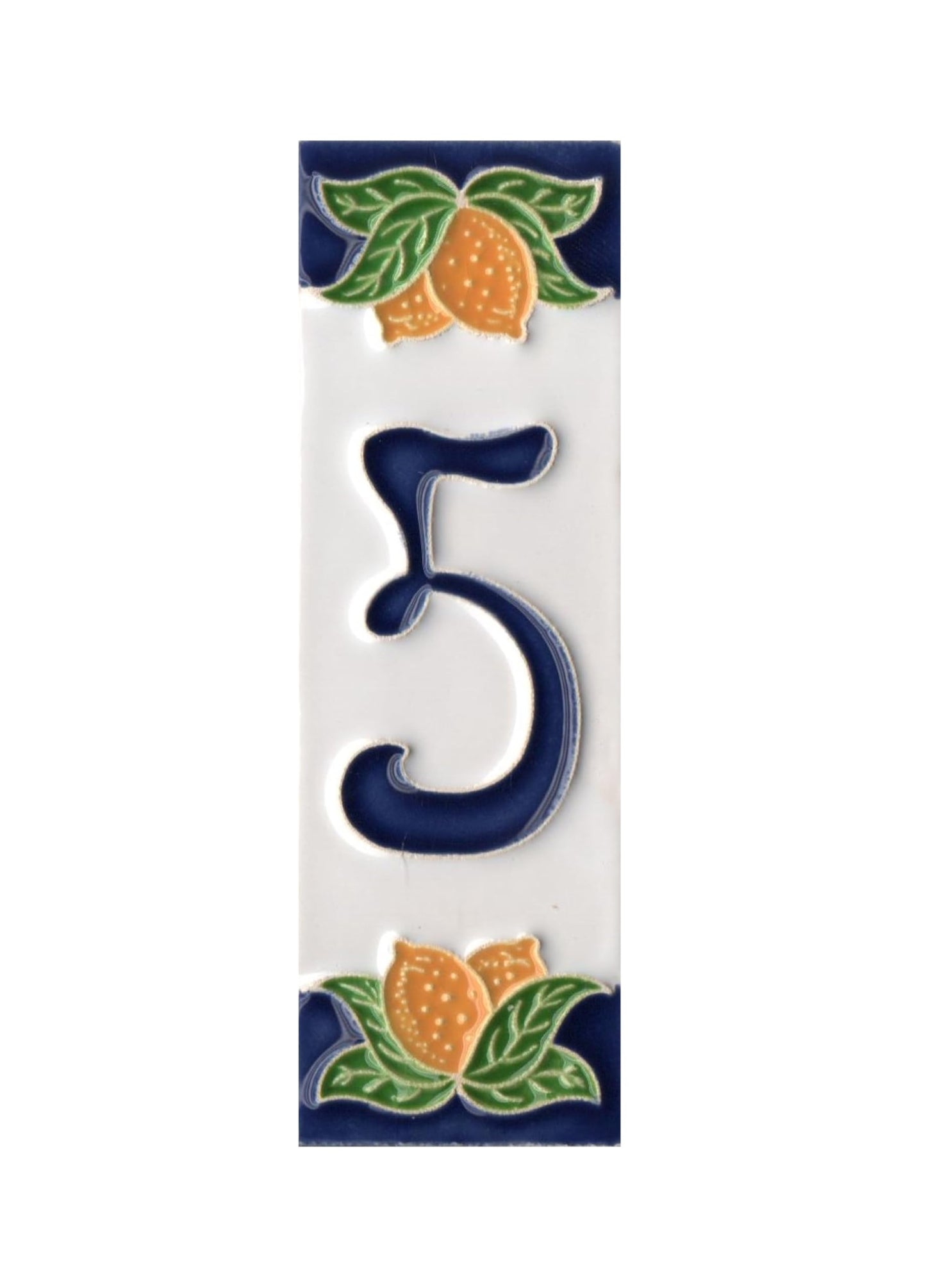 Italian Ceramic Lemon House Numbers & Letters Tiles 10 x 3.3 cm