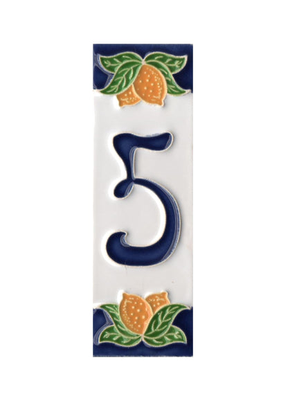 Italian Ceramic Lemon House Numbers & Letters Tiles 10 x 3.3 cm
