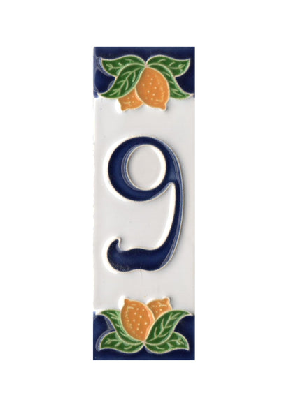 Italian Ceramic Lemon House Numbers & Letters Tiles 10 x 3.3 cm