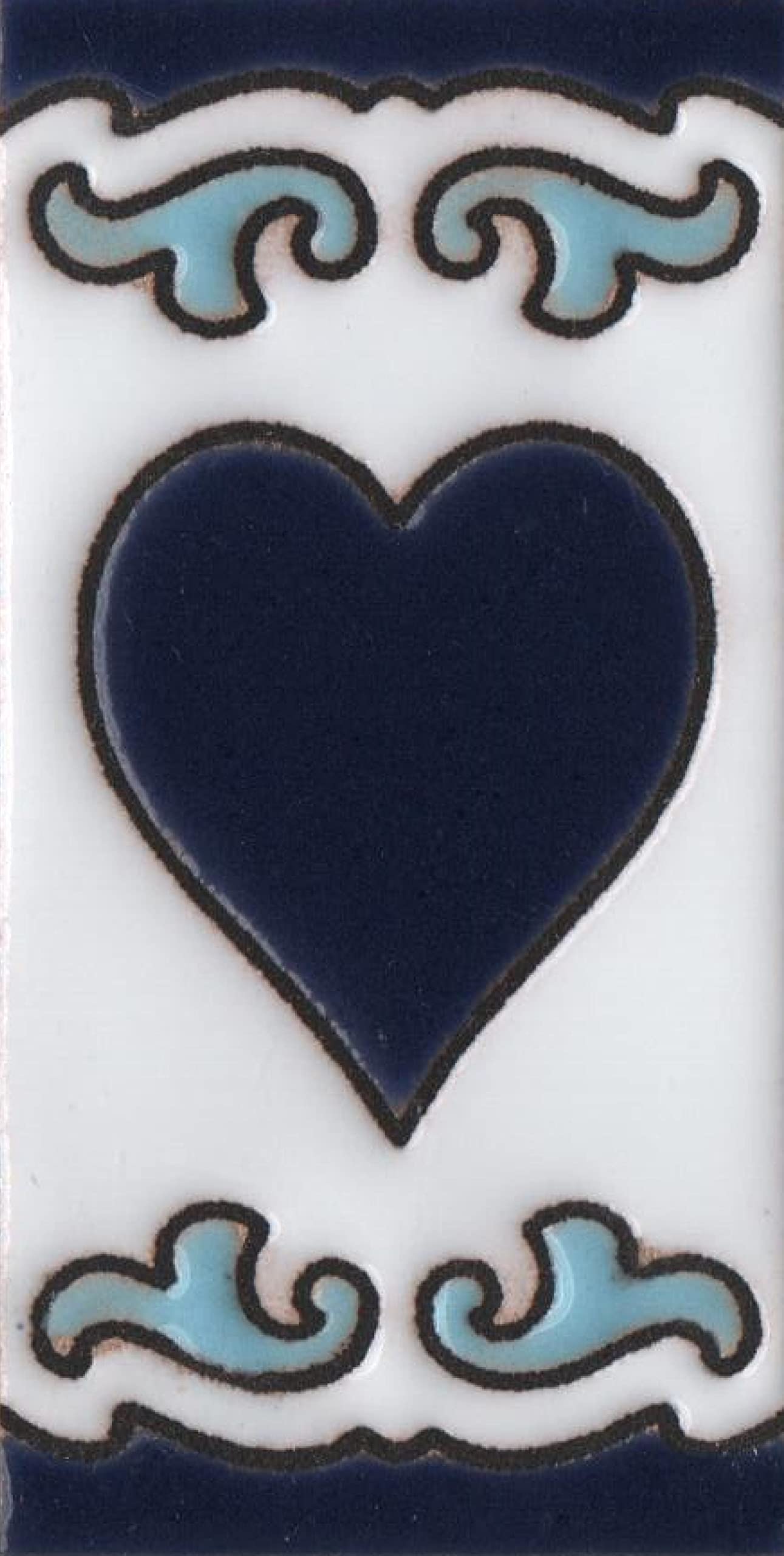 Blue & White Mini-house Ceramic Number Tiles 7.5 x 3.7cm | Optional frames | MD-04