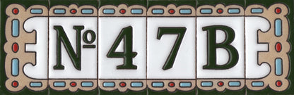 Hand-painted Mini-Green Ceramic House Number Tiles 7.5 x 3.7 cm