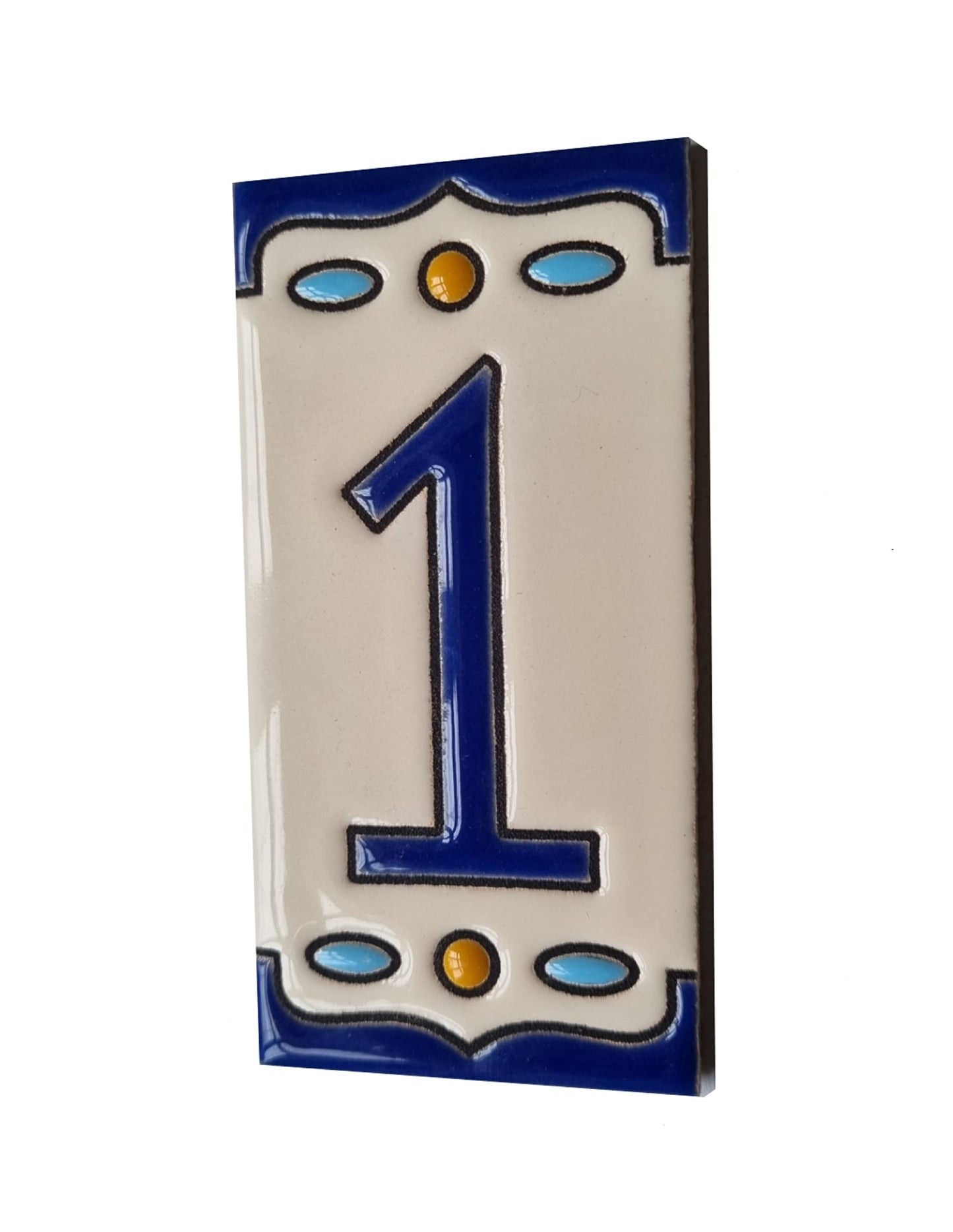 Nazari M-5 Spanish Hand-painted Ceramic House Number Tiles 11 x 5.5 cm