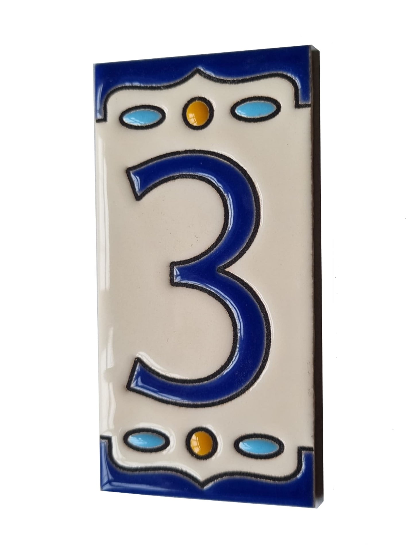 Nazari M-5 Spanish Hand-painted Ceramic House Number Tiles 11 x 5.5 cm