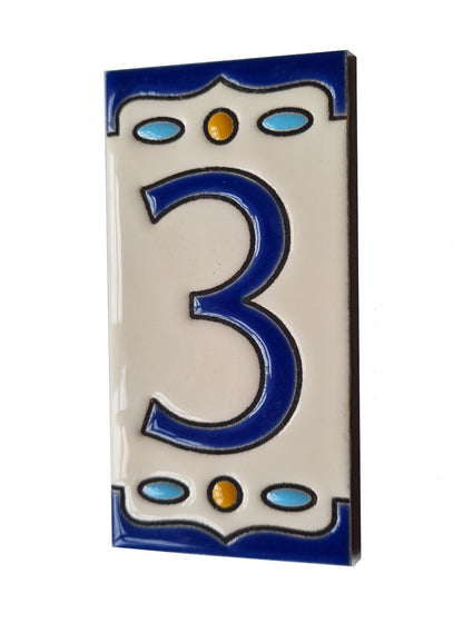 Nazari M-5 Spanish Hand-painted Ceramic House Number Tiles 11 x 5.5 cm