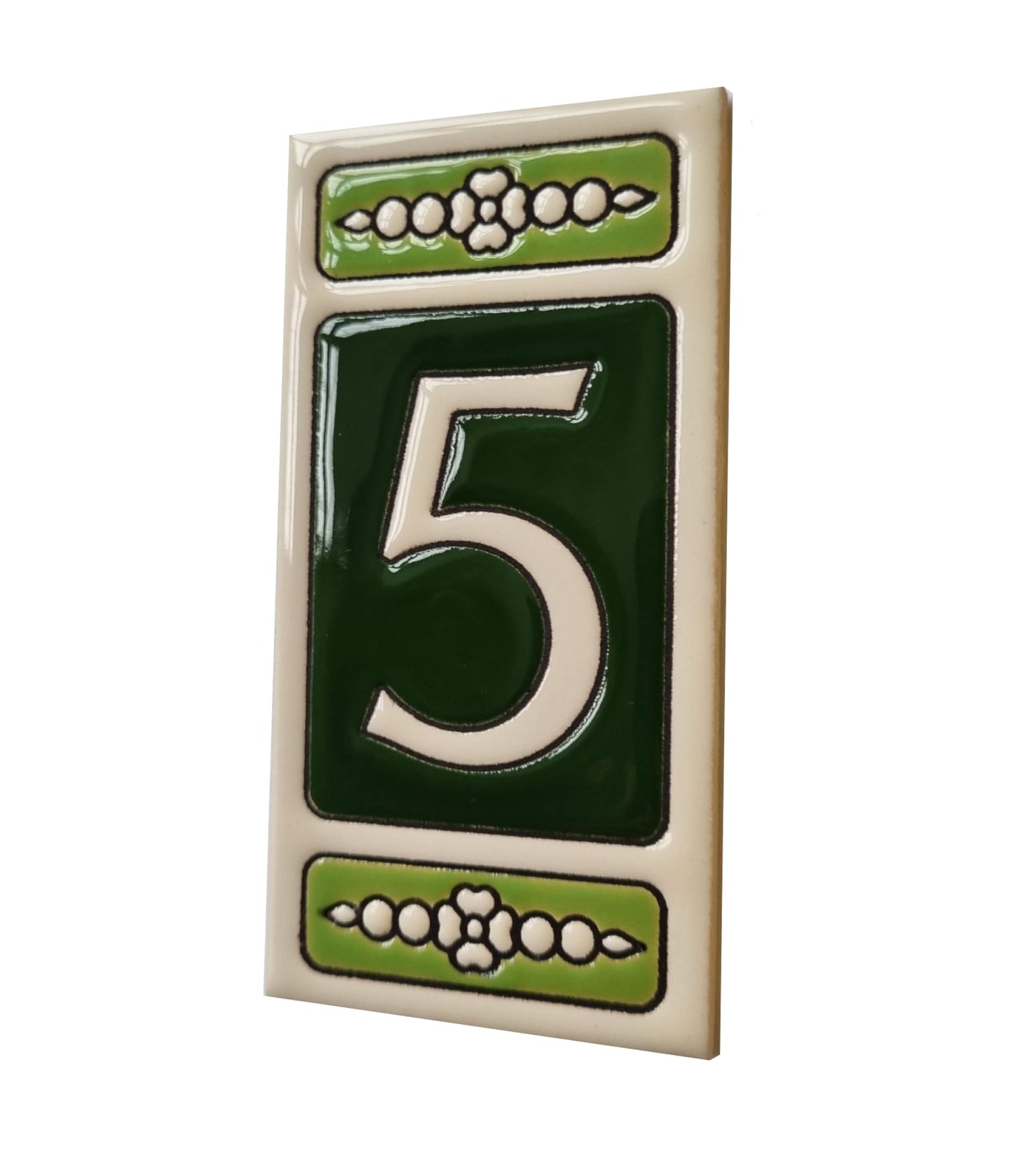 Atalaya Green Hand-Painted Ceramic House Number Tiles 11 x 5.5cm