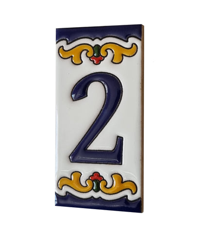 Spanish Malaga Ceramic House Number Tiles 11 x 5.5cm