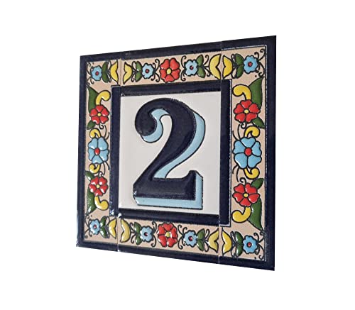 Altea Spanish Hand-painted Ceramic 11 x 5.5 cm or 2.165 x 4.331 inch House Number Tiles
