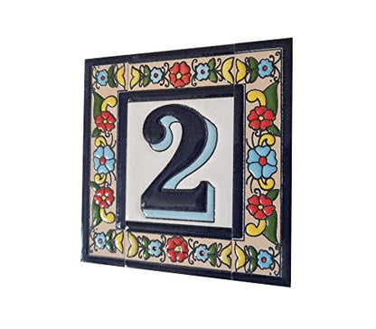 Altea Spanish Hand-painted Ceramic 11 x 5.5 cm or 2.165 x 4.331 inch House Number Tiles