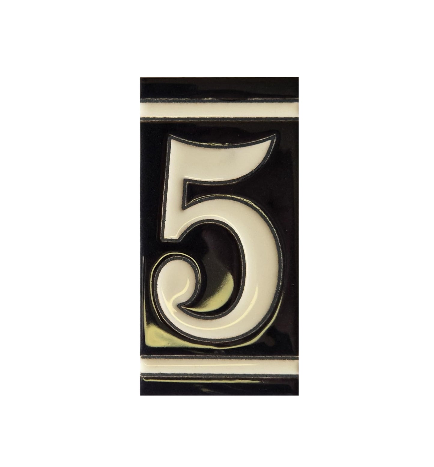 Hand-Painted French Black House Number Tiles 4.3' x 2.2' 11 x 5.5cm & Optional Metal Frames