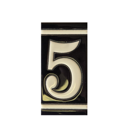Hand-Painted French Black House Number Tiles 4.3' x 2.2' 11 x 5.5cm & Optional Metal Frames