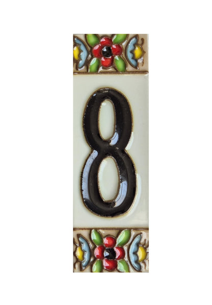 Spanish cherry number tiles with the option of wooden frames 10 x 3.3 cm