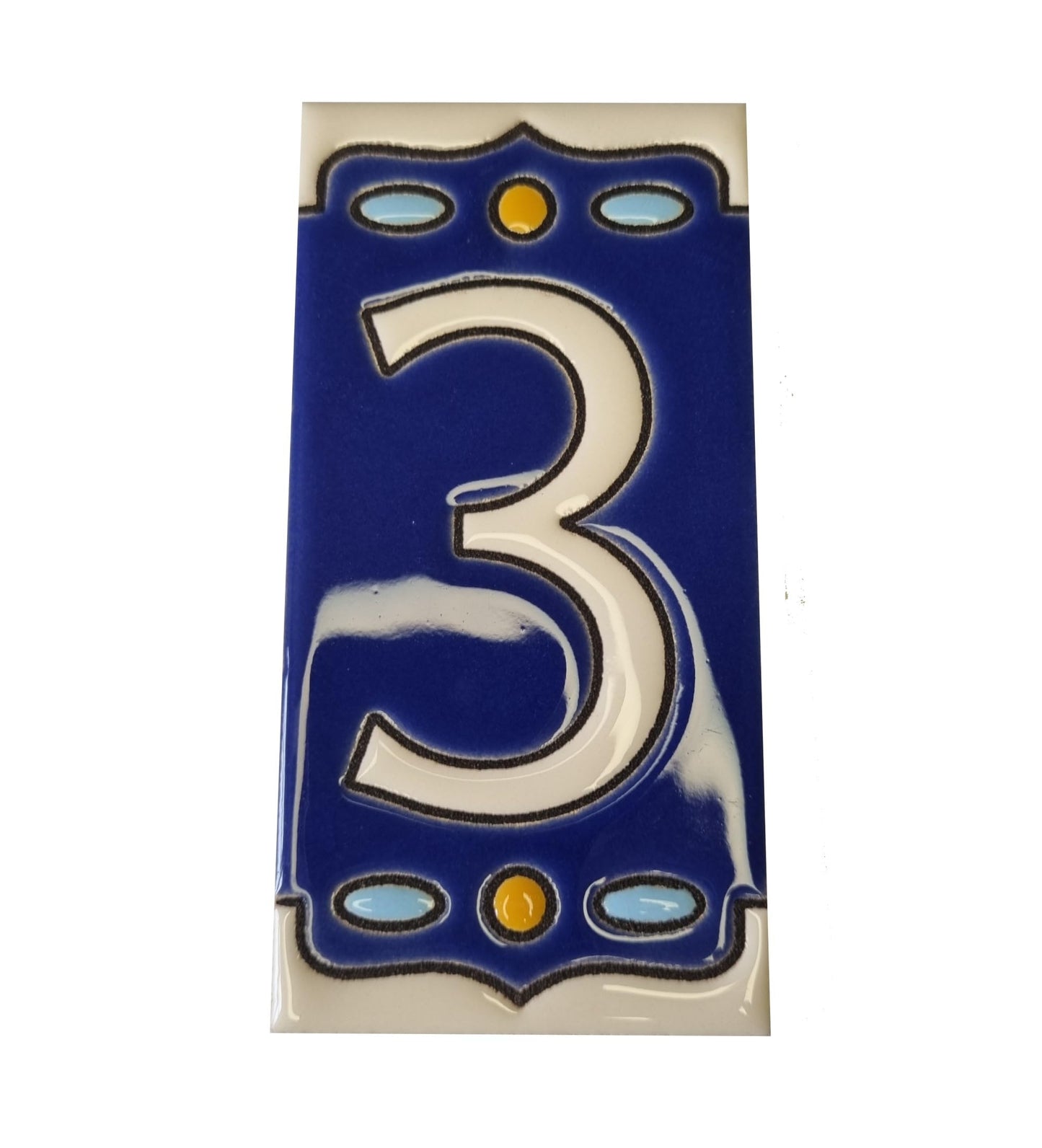 Hand-painted Nazari M-1 Ceramic House Number Tiies 11 x 5.5cm