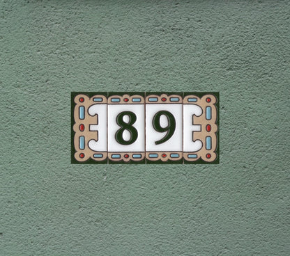 Hand-painted Mini-Green Ceramic House Number Tiles 7.5 x 3.7 cm