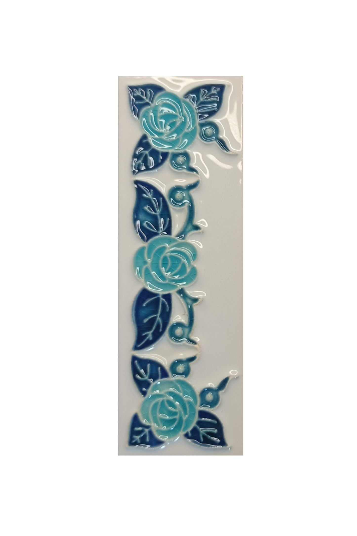 Italian Ceramic Blue Rose House Number Tiles 10 x 3.3cm | Hand-painted Numbers |
