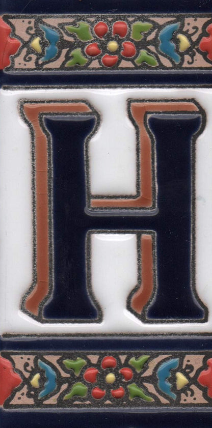 Hand-painted Ceramic Numbers & Letters Tiles Red Blue & Green Floral 11 x 5.5cm 2 to 7 Tile Frames