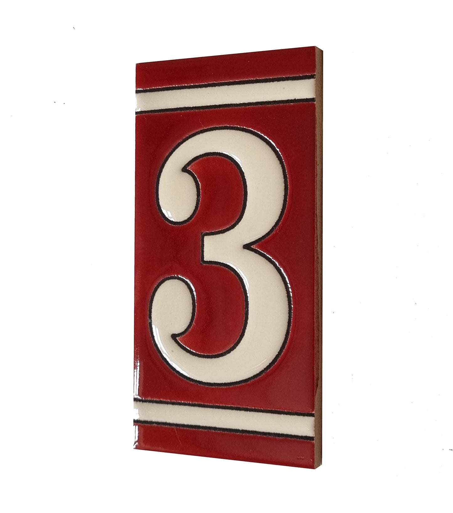 Hand-Painted French Designed Red Number Tiles 4.3' x 2.2' 11 x 5.5cm & Optional Metal Frames