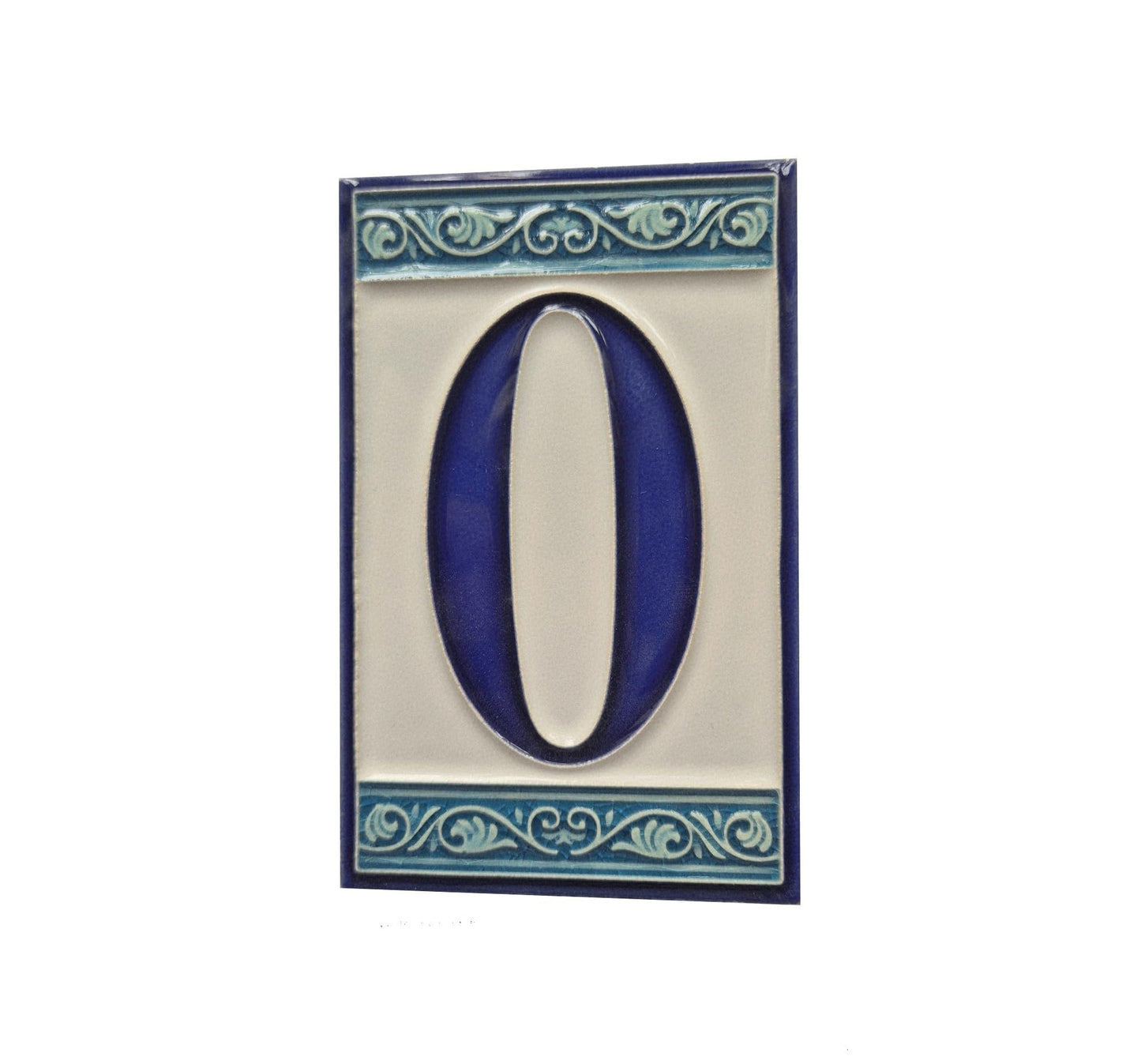 Hand-painted Italian Greek-styled house number tiles 11 x 7cm