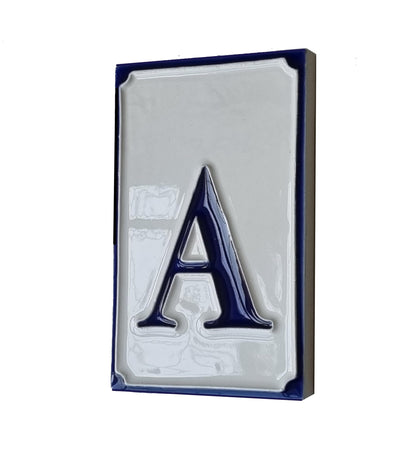 Hand-painted Italian-styled Blue and White Ceramic Custom House Address Numbers Tiles 11 x7 cm