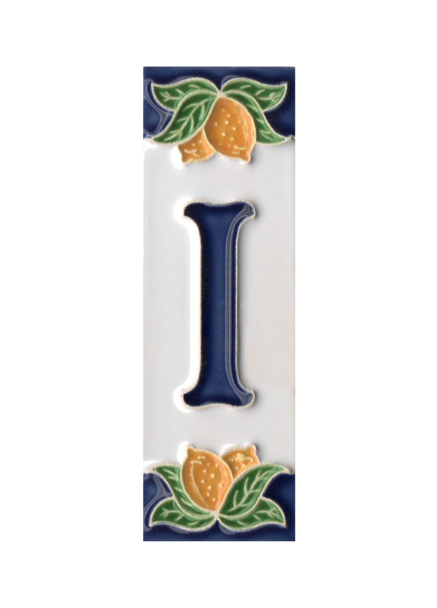 Italian Ceramic Lemon House Numbers & Letters Tiles 10 x 3.3 cm