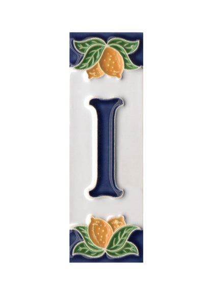 Italian Ceramic Lemon House Numbers & Letters Tiles 10 x 3.3 cm