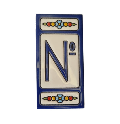 Atalaya m-7 Blue Hand-Painted Ceramic House Number Tiles 11 x 5.5cm