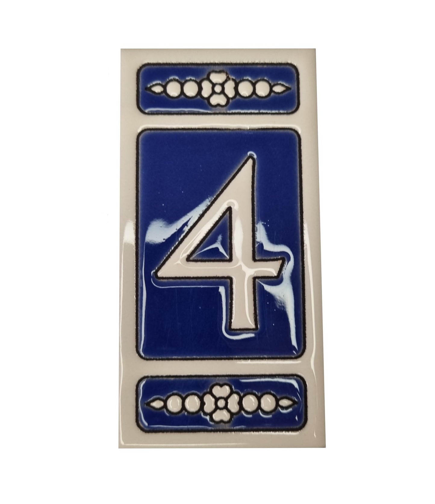 Atalaya M-3 Blue Hand-Painted Ceramic House Number Tiles 11 x 5.5 cm