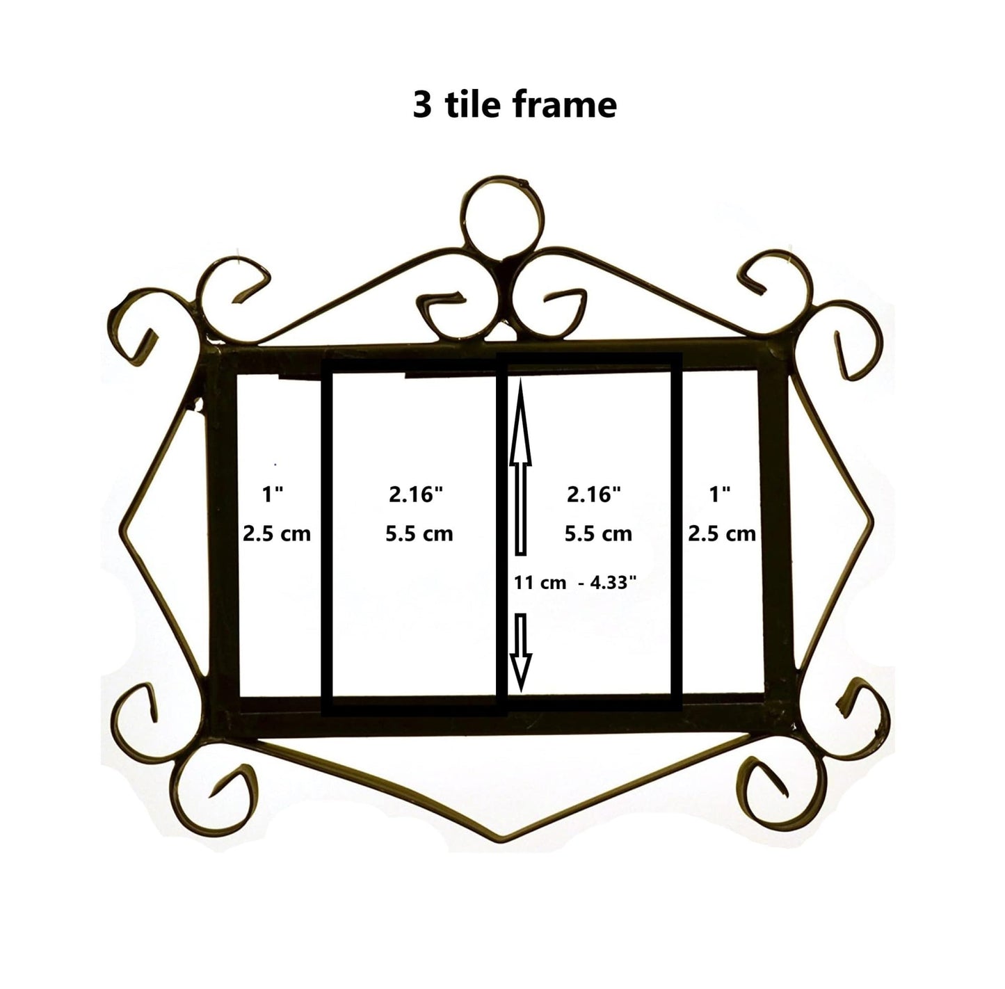 Hand-Painted Black Floral Ceramic Number Tiles 11 x 5.5cm with the option of Metal Filigree Frames