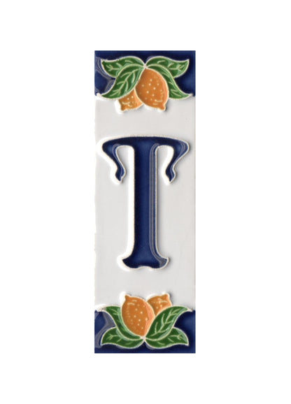 Italian Ceramic Lemon House Numbers & Letters Tiles 10 x 3.3 cm