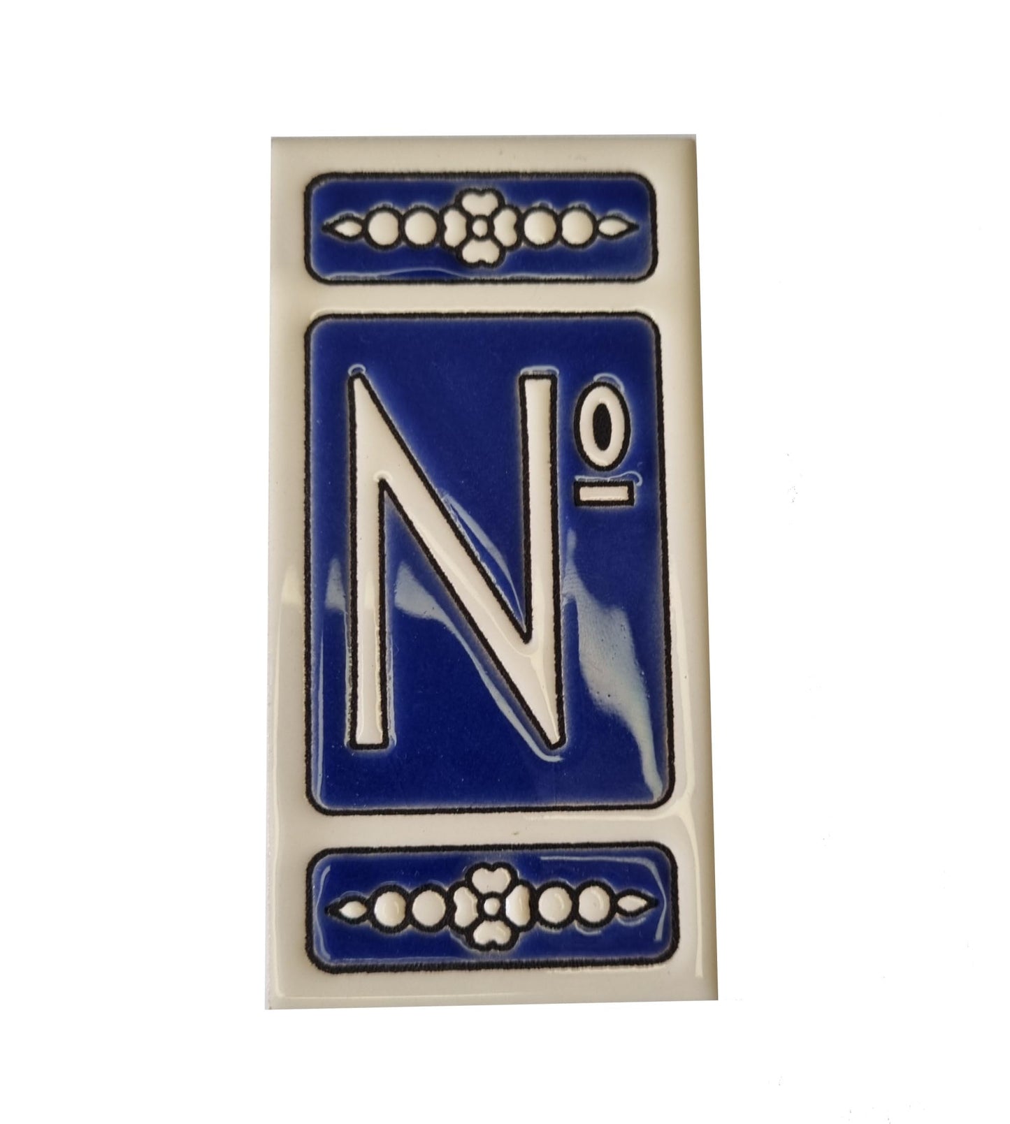Atalaya M-3 Blue Hand-Painted Ceramic House Number Tiles 11 x 5.5 cm