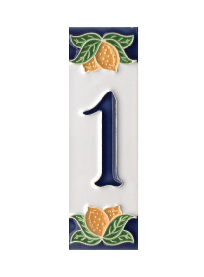 Italian Ceramic Lemon House Numbers & Letters Tiles 10 x 3.3 cm