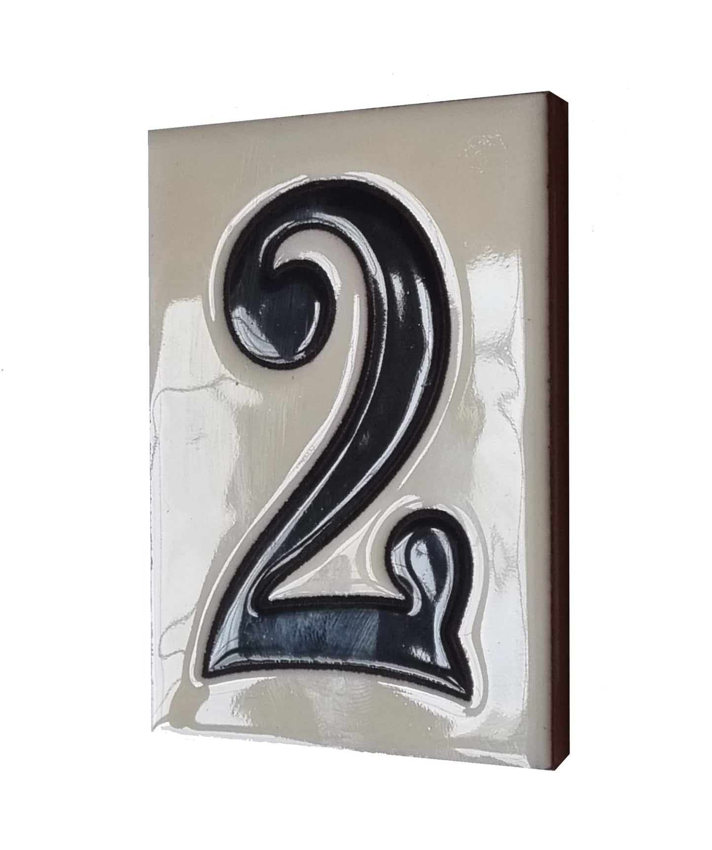 Hand-painted Costa Black & White Ceramic House Number Tiles 10 x 7.5cm