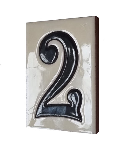 Hand-painted Costa Black & White Ceramic House Number Tiles 10 x 7.5cm